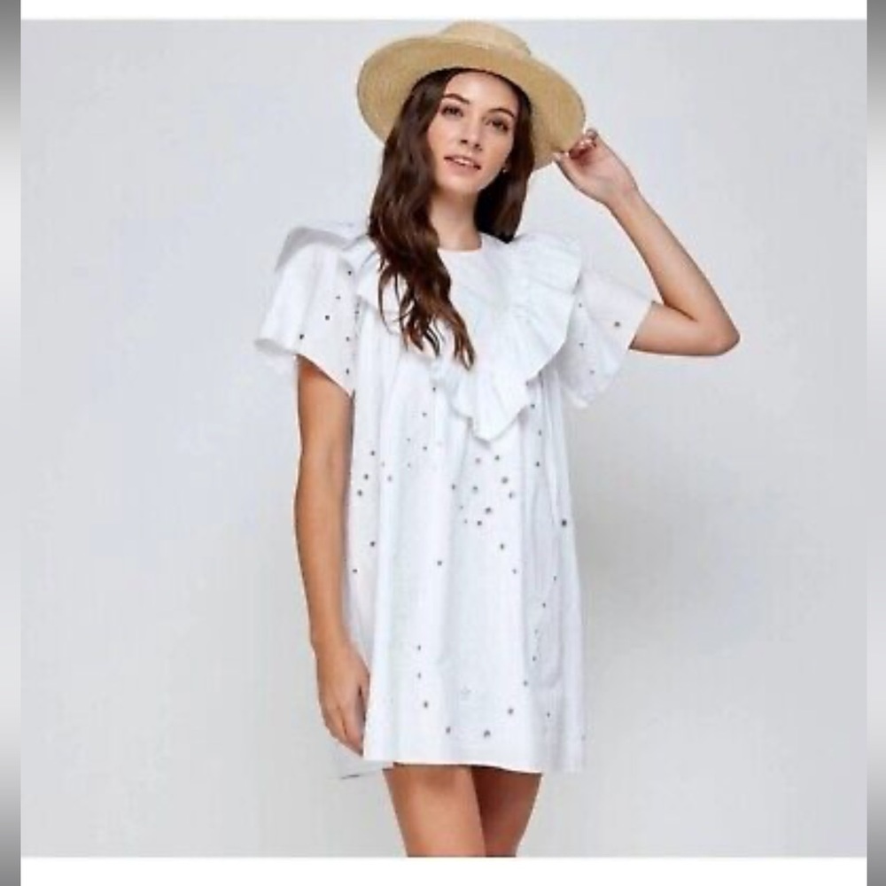 Ellison White Eyelet Ruffle Dress